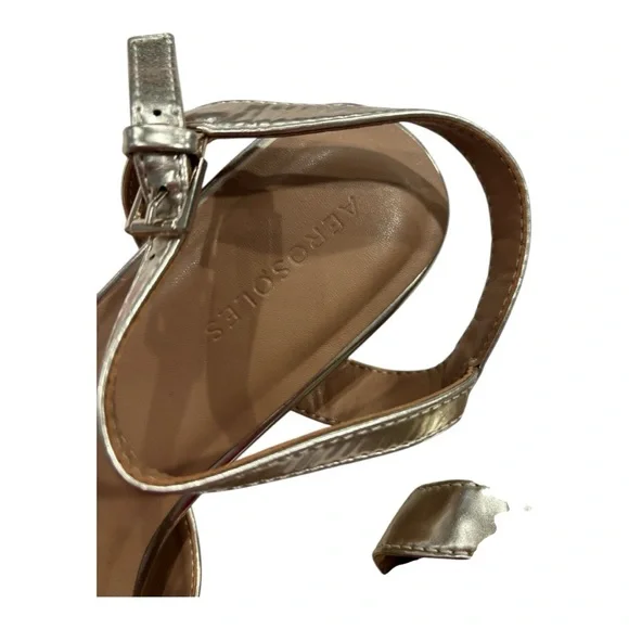 AEROSOLES Metallic Gold Women's Sandals - Picture 2 of 8